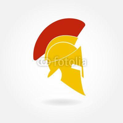 Ancient Spartan Logo - Spartan helmet icon. Ancient Roman or Greek helmet with feathered