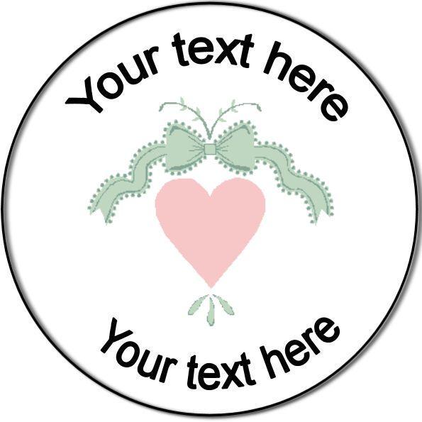 Pastel Heart Logo - Wedding Personalised Badge pastel heart with bow.co.uk