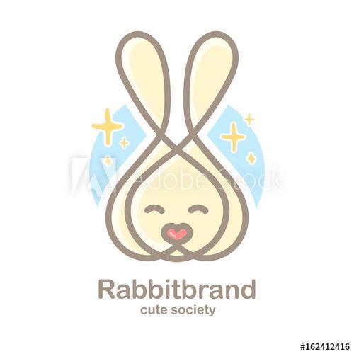 Pastel Heart Logo - Pastel color logo design template with animal head. Cute rabbit ...