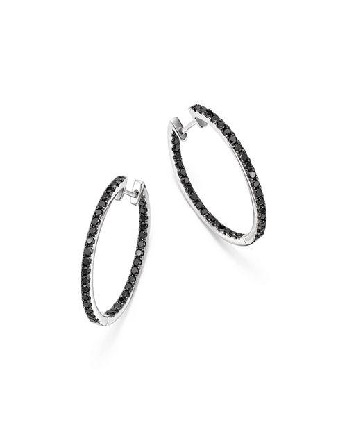 A Black Diamond Inside Diamond Logo - Bloomingdale's Black Diamond Inside Out Hoop Earrings in 14K White