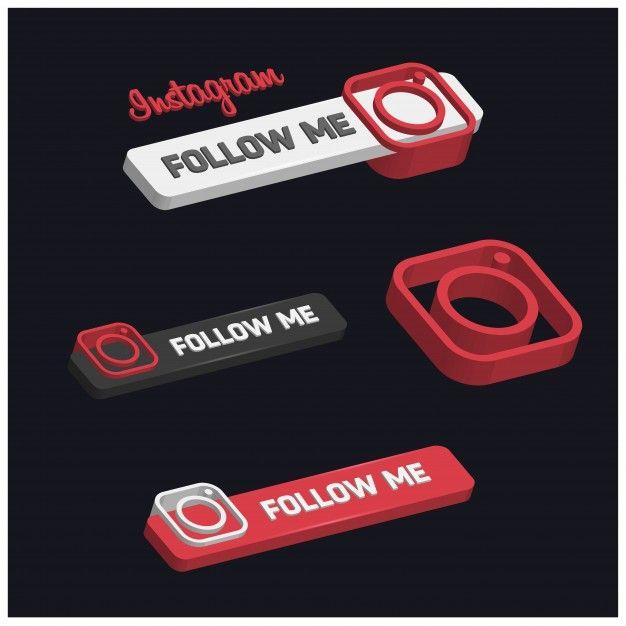 Follow Me On Instagram Logo - 3D instagram follow me buttons Vector