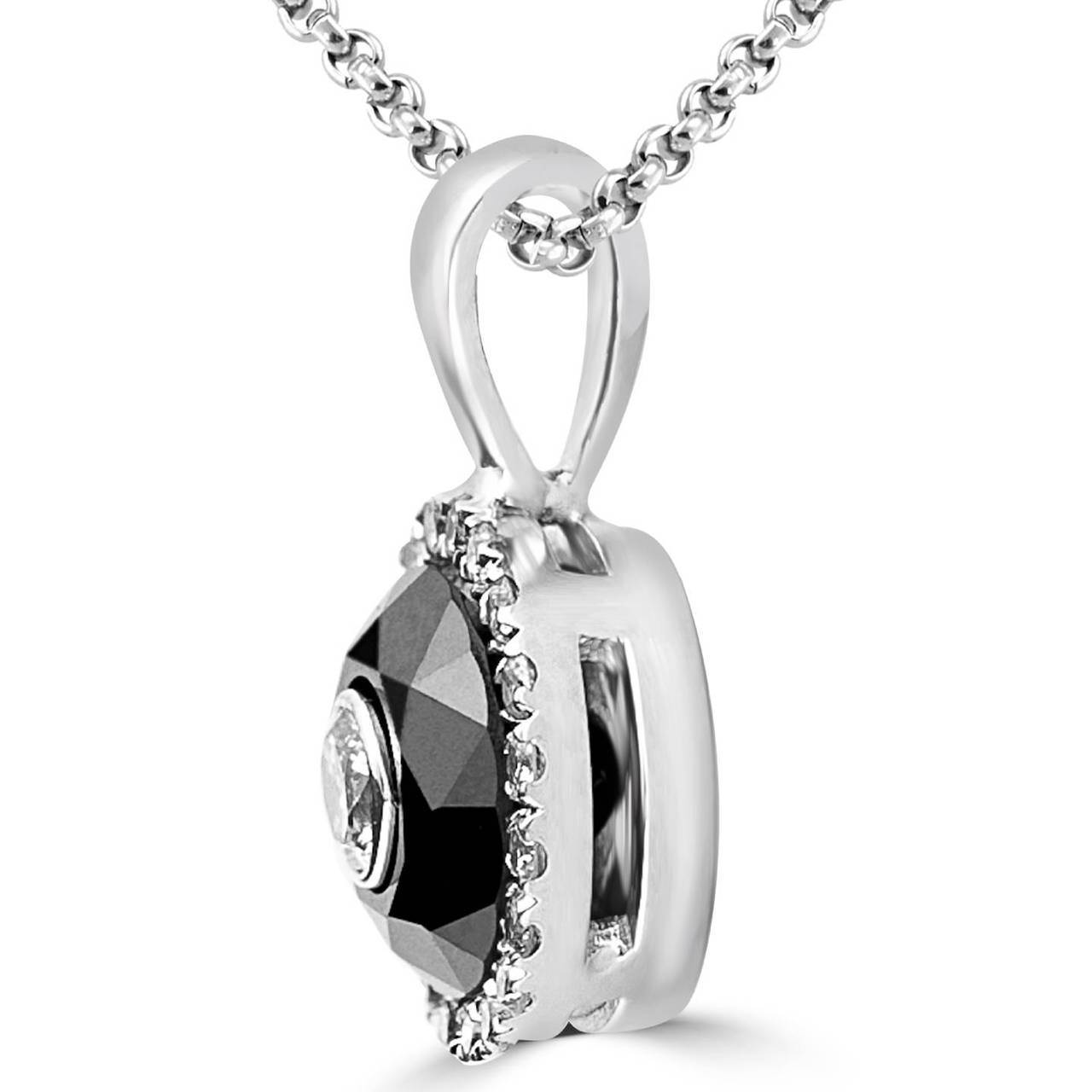 A Black Diamond Inside Diamond Logo - Diamond Halo Pendant Necklace | Bijoux Majesty