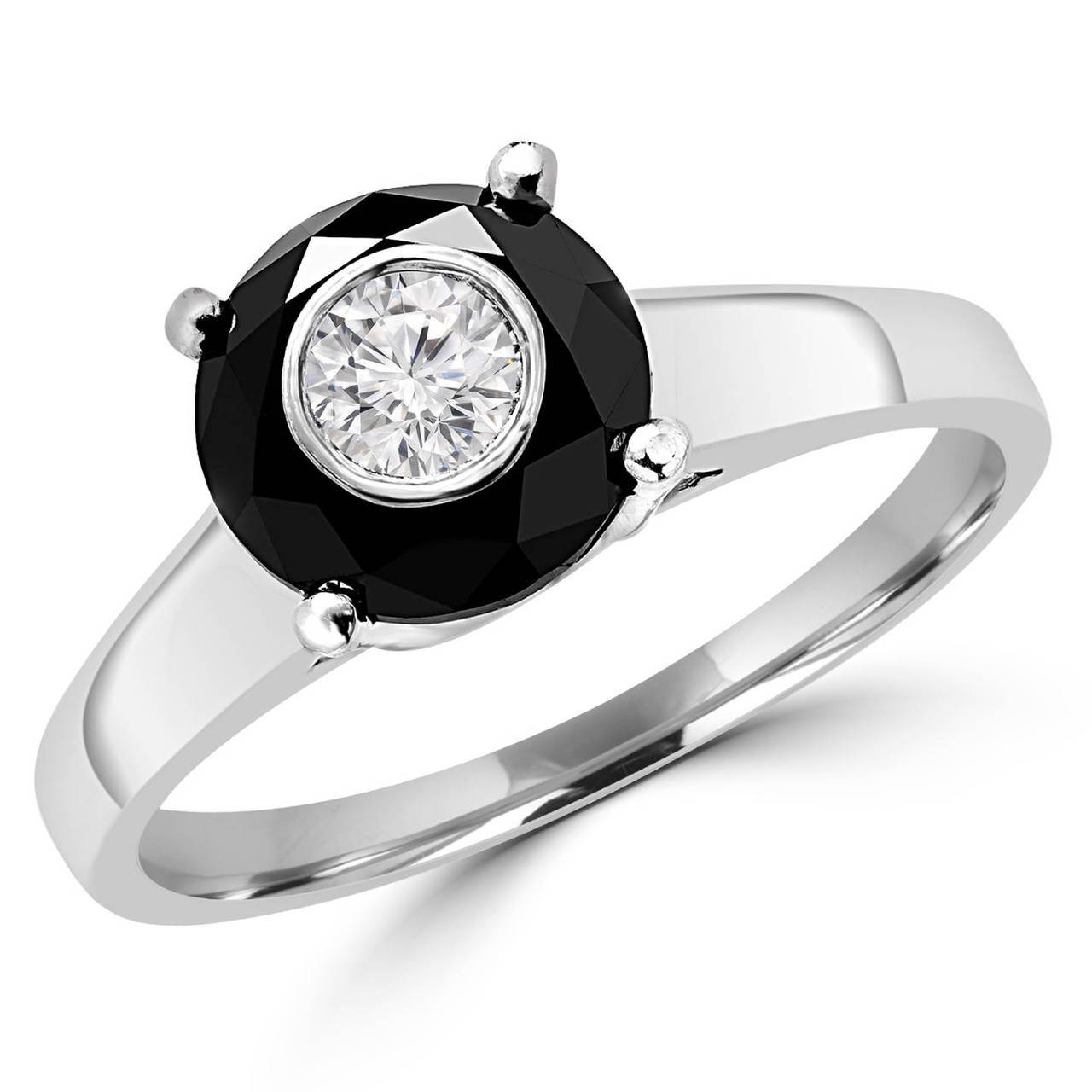 A Black Diamond Inside Diamond Logo - Bezel Set Diamond Ring | Bijoux Majesty