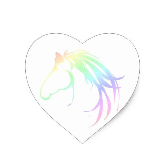 Pastel Heart Logo - Pretty Soft Pastel Pink & Blue Horse Head Logo Heart Sticker