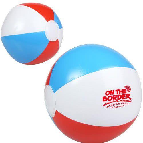 Red White Ball Logo - Promotional 10 Red White and Blue Beach Balls with Custom Logo