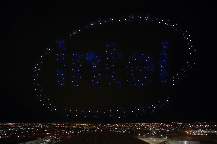 Intel Corporation Intel Logo - Intel Drones Light Up Lady Gaga Performance During Pepsi Zero Sugar ...