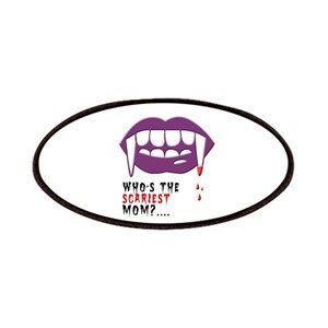 Vampire Mom Fang Logo - Halloween Vampire Teeth Round Ornament1721902601 Patches - CafePress
