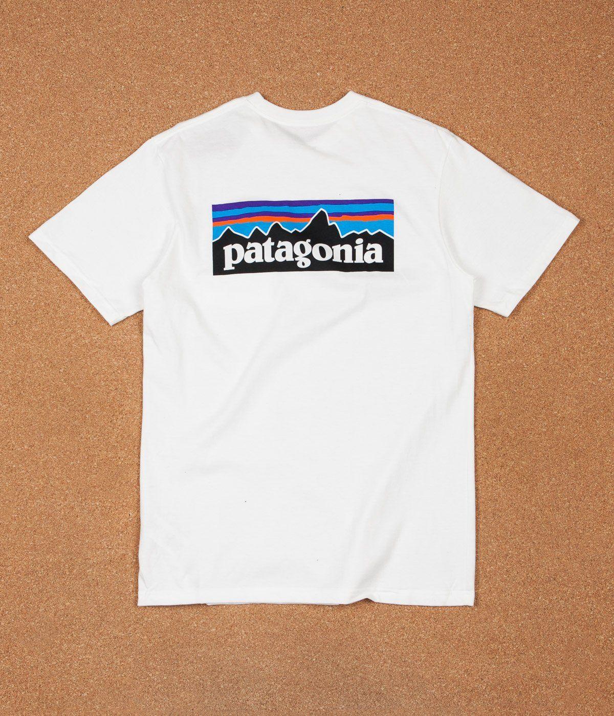 Patagonia Logo - Patagonia P-6 Logo Pocket T-Shirt - White | Flatspot