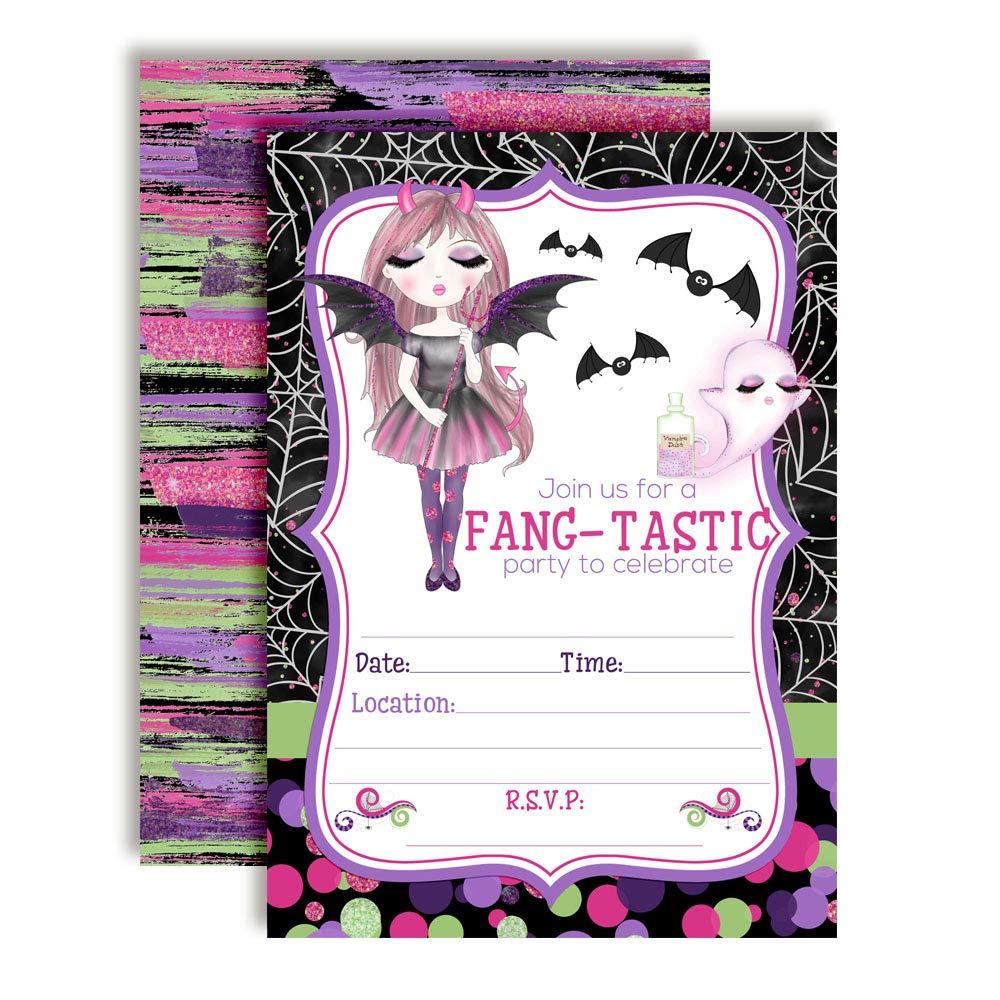Vampire Mom Fang Logo - Fang-Tastic Vampire Girl Halloween Birthday Party Invitations, 20 5 ...