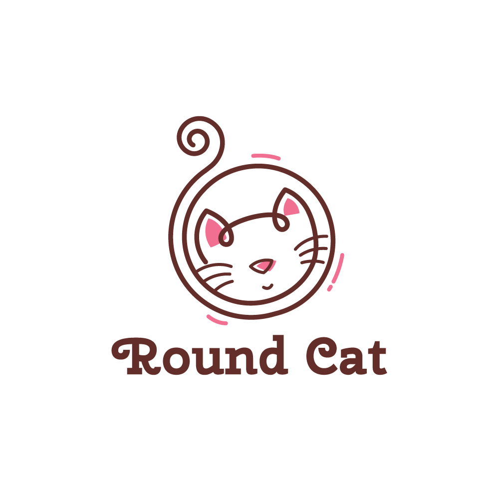 Cat Logo - For Sale: Round Cat Logo Design