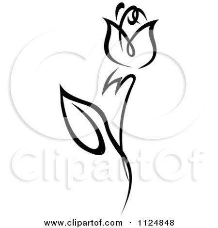 White Rose Logo - Clipart Of A Black And White Rose Flower 9 - Royalty Free Vector ...