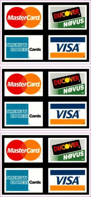 Discover Novus Logo - Credit Card Logo Sticker Decals X3 VISA MasterCard Discover American ...