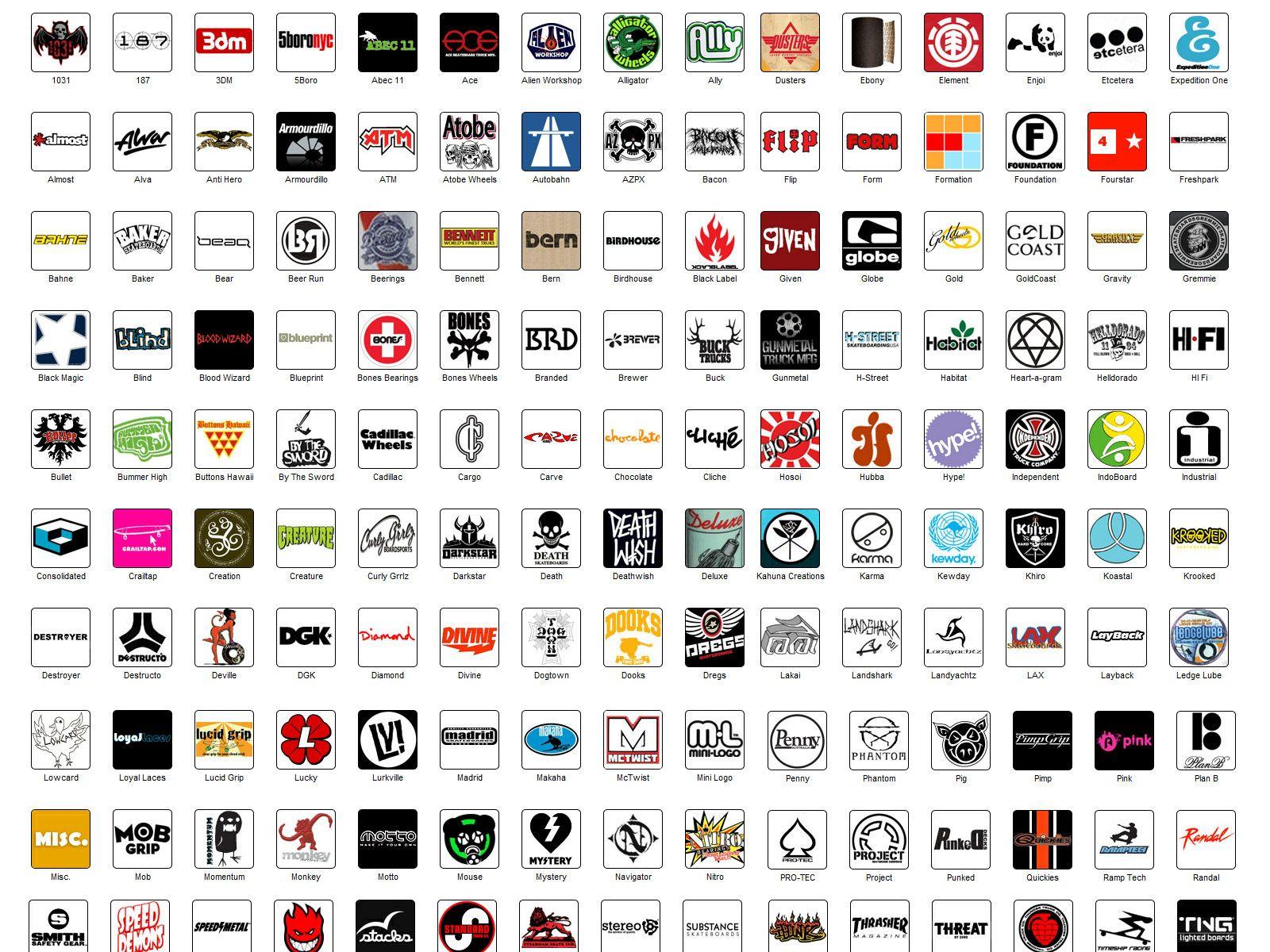 All Clothing Logo - Skateboarding brands - list of skateboard brands