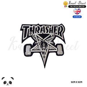 Skate Clothes Logo - Thrasher Skate Board Logo Embroidered Iron On Sew On Patch Badge