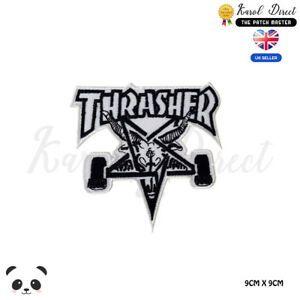 Skate Clothes Logo - Thrasher Skate Board Logo Embroidered Iron On Sew On Patch Badge