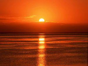 Red and Orange Sunset Logo - Orange Sunset Reflections Canvas Picture Sea Water Reflecting Wall ...