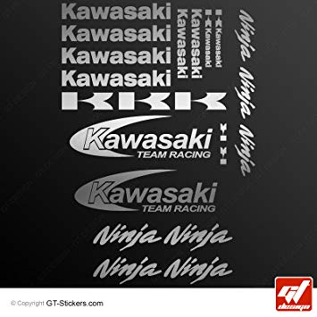 Kawasaki Racing Logo - Kawasaki Ninja Racing Team Sticker - Silver - Pack of 20 Self ...