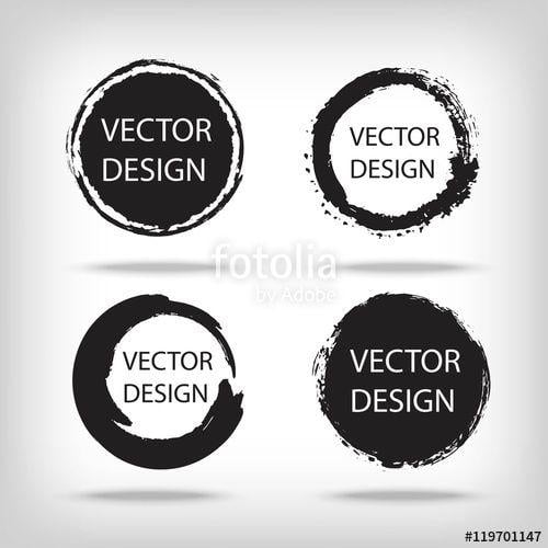 Round Zen Logo - Artistic creative painted circle for logo, label, branding. Black