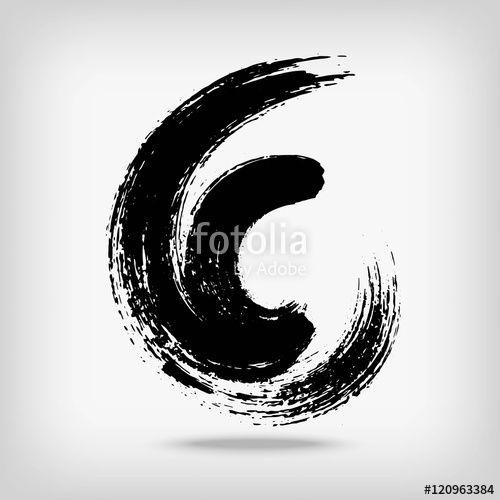 Round Zen Logo - Artistic creative painted circle for logo, label, branding. Black ...