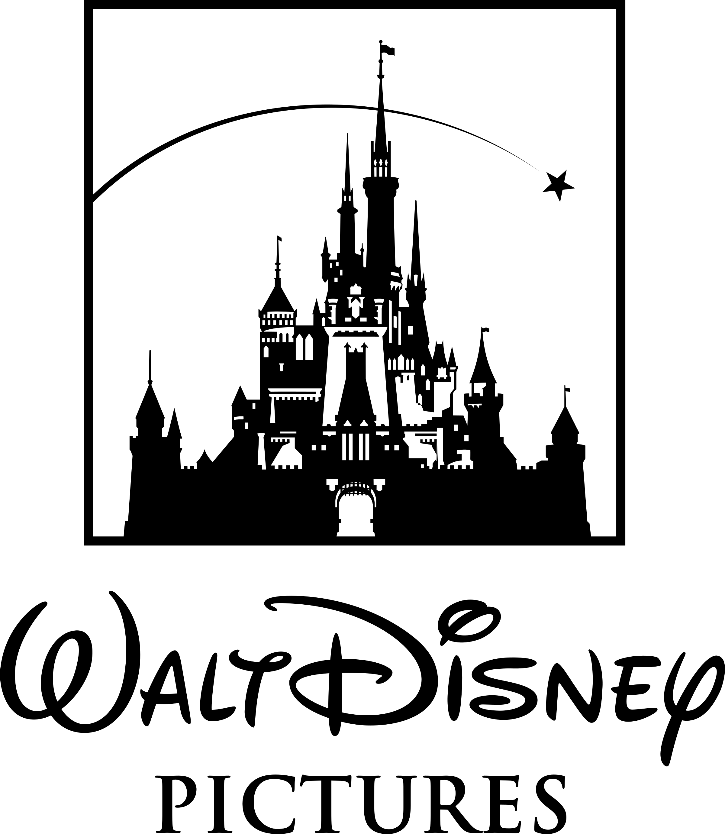Black Disney Logo - Walt Disney Pictures Logo PNG Transparent & SVG Vector - Freebie Supply