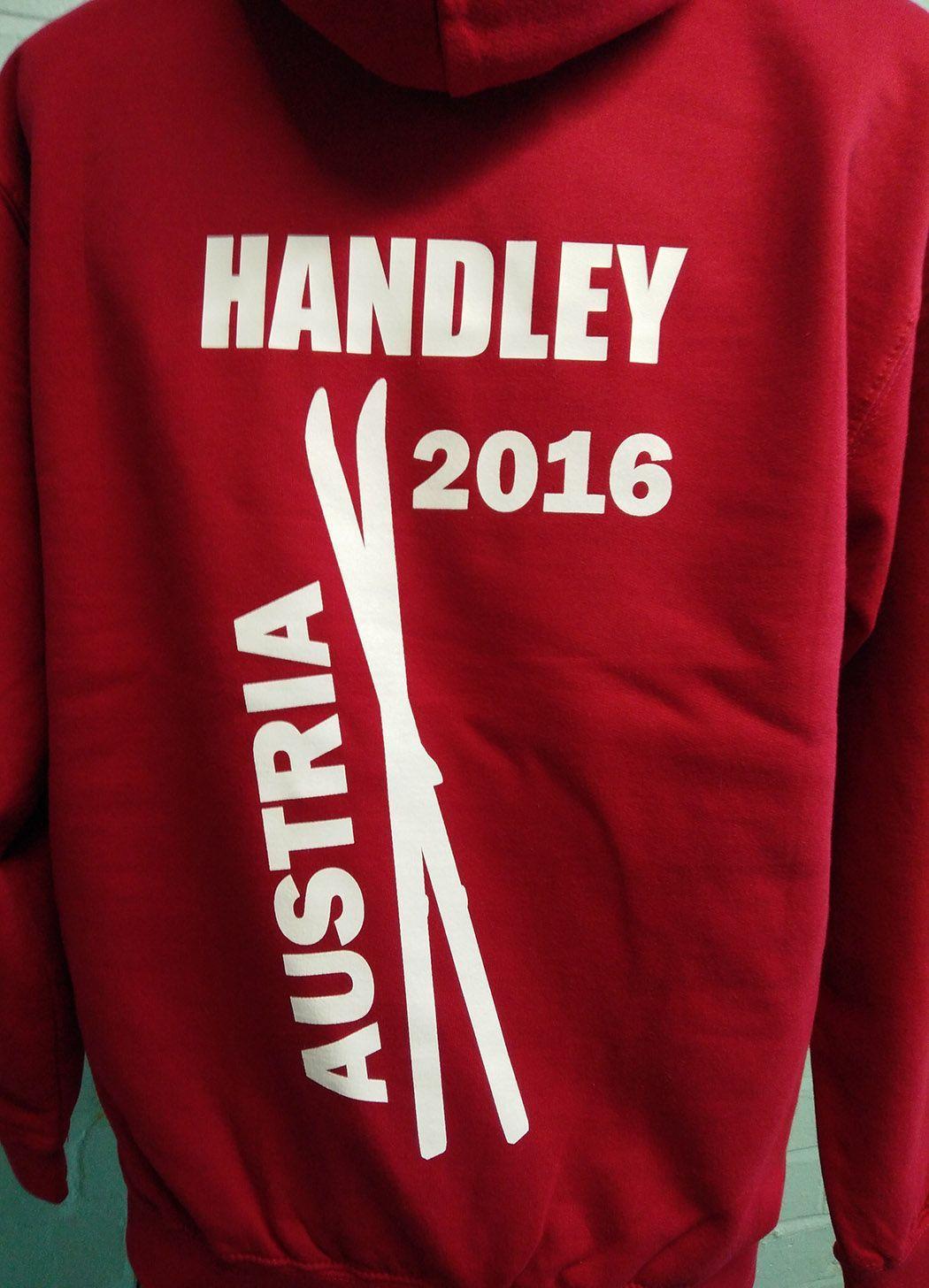 What Schools Have a Red T Logo - Patcham off to Iceland 2016! Cool red Hoodies with printed nicknames