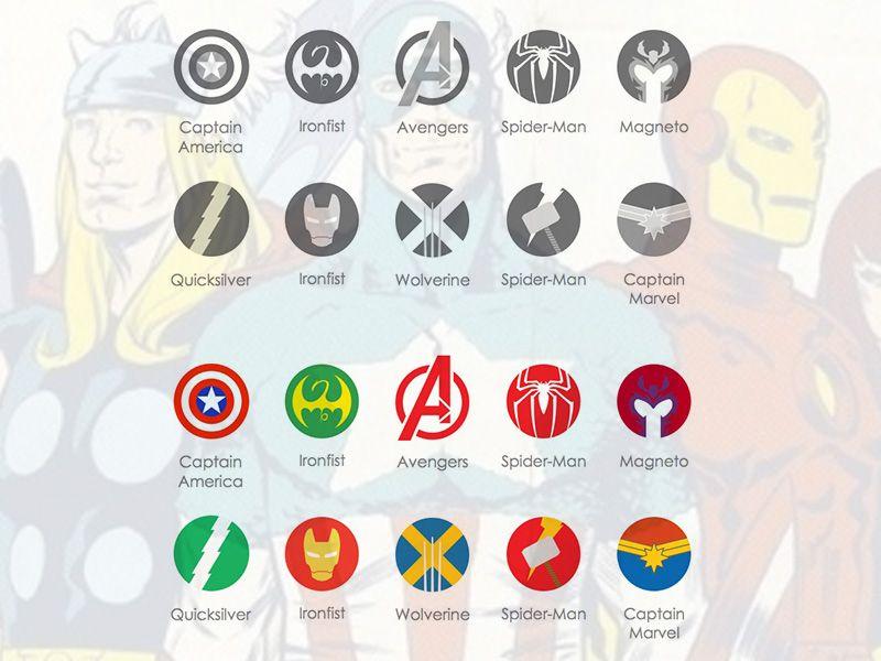 Marvel Superhero Logo - Marvel Icons - Captain America, Iron Fist, Avengers, Spider-man ...