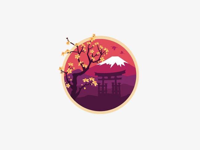 Red Fuji Logo - Mount Fuji, Foreign Creative Material, Vector Illustration, Red PNG