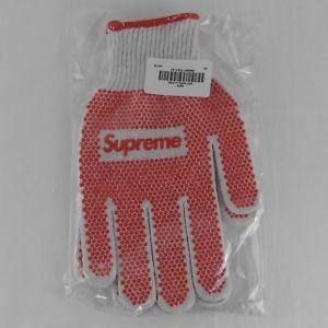 A Single White On Red Box Logo - Supreme SS18 Grip Work Gloves White Red Box Logo One Size BRAND NEW ...