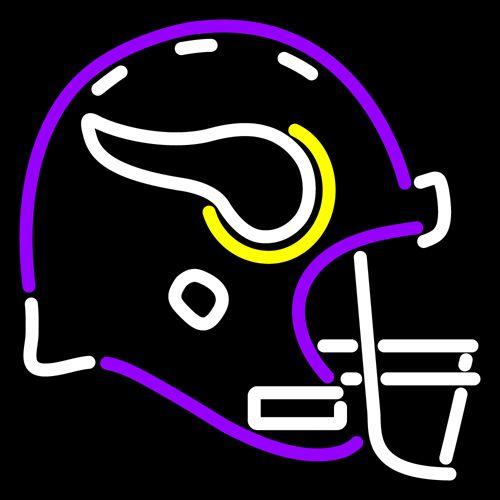 Vikings Helmet Logo - Minnesota Vikings Helmet Logo NFL Neon Sign 16x16 : Wickedneon.com ...