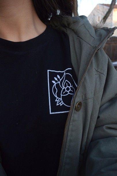 Tumblr T Logo - Shirt, Tumblr, T Shirt, Black, Flowers, Skateboard, Logo, Symbol