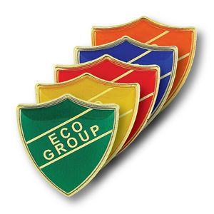 Red Green Blue Logo - Eco Group Shield School Badges Red, Green, Blue, Yellow, Orange