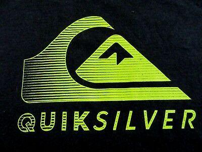 Black SS Logo - QUICKSILVER SKATEBOARDING SURFING Clothing Brand Logo Black SS T Shirt Size  L