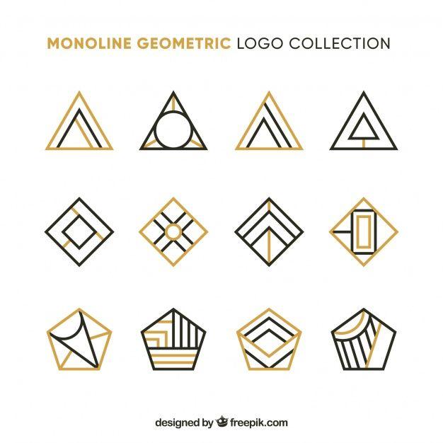 Geometric Triangle Logo - Collection of golden geometric logo Vector | Free Download