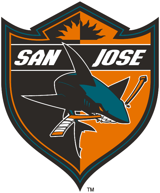 Orange Shark Logo - San Jose Sharks Alternate Logo (2009) - An orange and black shield ...