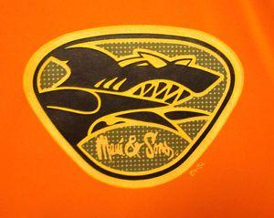 Orange Shark Logo - Details about MAUI & SONS youth XL rash guard T shirt surfing shark logo  size 18-20 retro tee