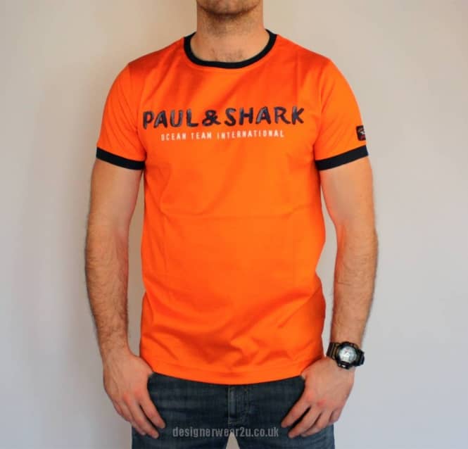 Orange Shark Logo - Paul & Shark Paul & Shark Orange Shark Fit T-Shirt With Painted Style Logo