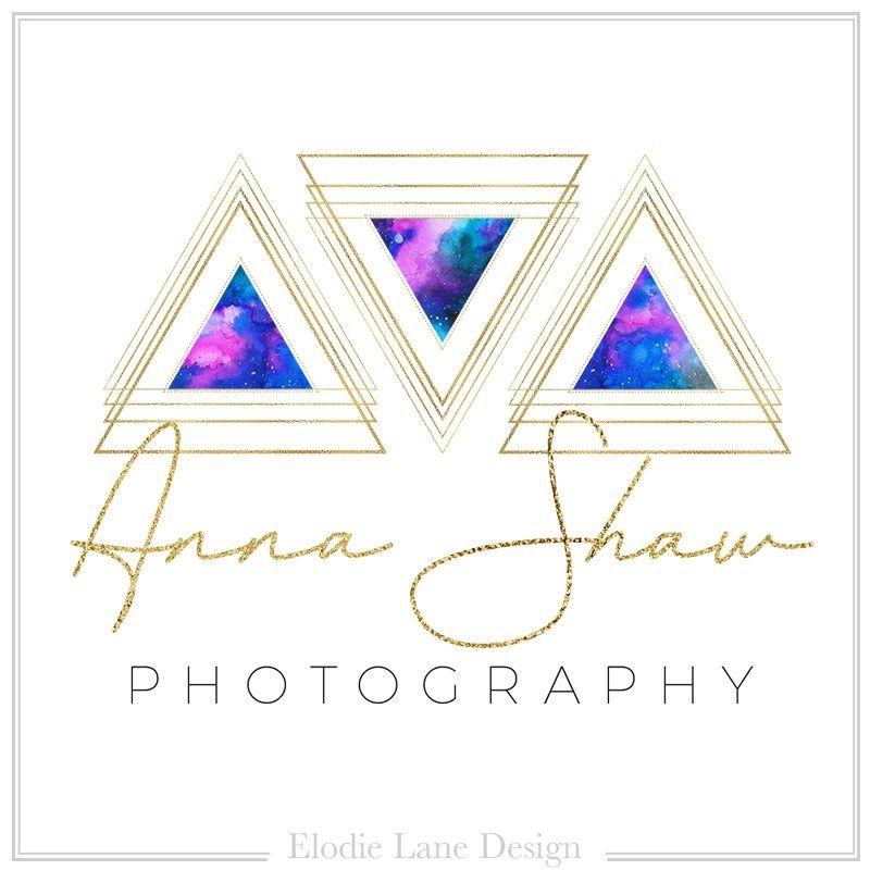 Geometric Triangle Logo - Premade Watercolor Geometric Triangle Logo Design - Elodie Lane Logo ...