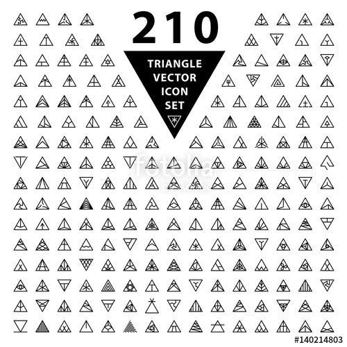 Hipster Triangle Logo - Set of thin stylish 210 icons. Trendy black linear triangle shape ...