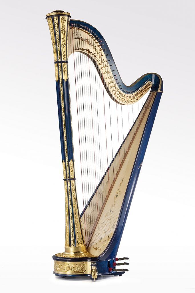 Blue with Gold Harp Logo - Personalized Harps: Minerva Gold - Salvi Harps