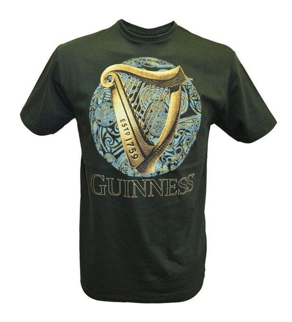 Blue with Gold Harp Logo - Guinness Bottle Green T-Shirt With Irish Harp Design With Blue ...