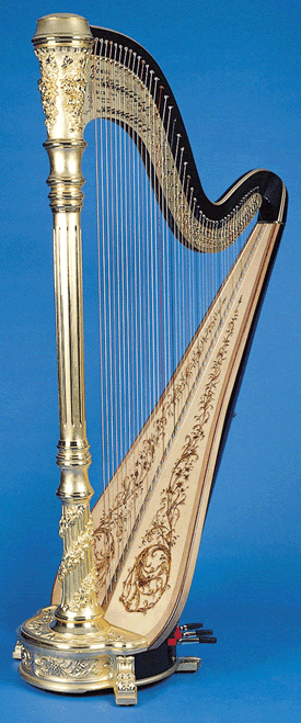 Blue with Gold Harp Logo - Venus Harps - Aquilan Grand Concert Gold Harp