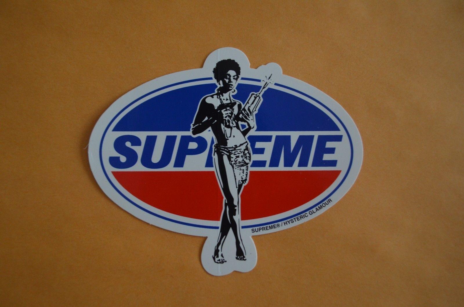 A Single White On Red Box Logo - SUPREME HYSTERIC GLAMOUR Girl Sticker White Red Blue box logo camp