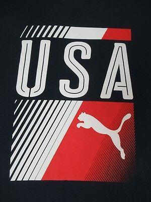 Red Puma Logo - PUMA And Usa On Left Sleeve Blue T Shirt