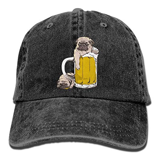 Pugs Sport Logo - Pugs Drunk Too Much Adult Sport Adjustable Baseball Cap Cowboy Hat