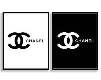 Black and White Chanel Logo - Chanel logo | Etsy