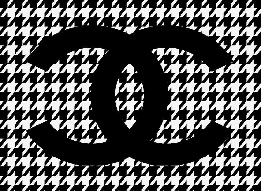 Black and White Chanel Logo - Chanel Logo Black, Hahnentritt Pattern Mixed Media by Del Art
