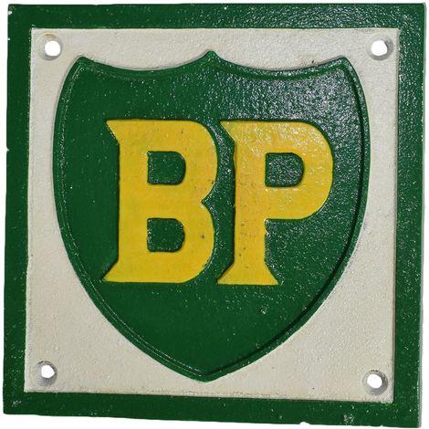 Petrol Green and Yellow Logo - BP Fuel Square Cast Iron Sign Plaque Wall Garage Petrol Workshop