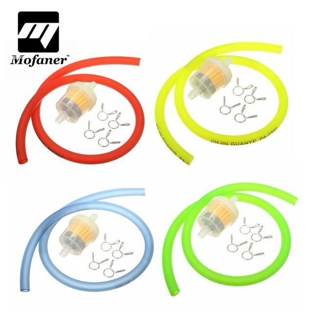 Petrol Green and Yellow Logo - 6mm Motorcycle Gas Fuel Filter Petrol Pipe Hose Line + 4 Clips Moto