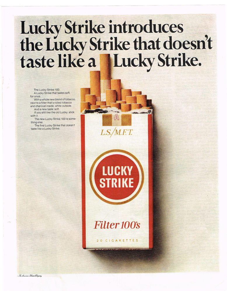 American Tobacco Company Logo - AD LUCKY STRIKE CIGARETTES, NEW FILTER 100'S, THE AMERICAN