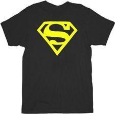 Fluorescent Yellow Superman Logo - neon t shirt